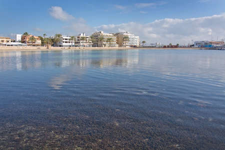CAN PASTILLA, BALEARIC ISLANDS, SPAIN - DECEMBER 22, 2015: Seagrass Posidonia on the bottom in calm bay in Cala Estancia on December 22, 2015 in Can Pastilla, Balearic islands, Spainのeditorial素材