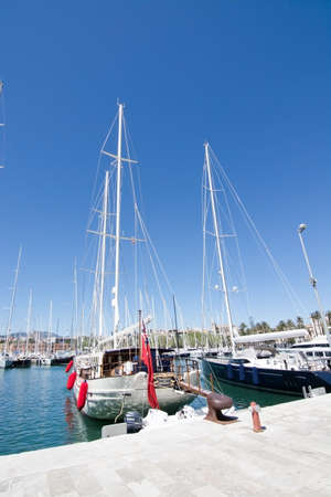 PALMA DE MALLORCA, BALEARIC ISLANDS, SPAIN - APRIL 13, 2016: Large sailing yachts moored in Palma...