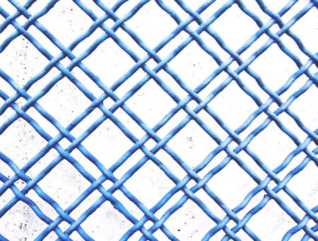 Blue iron grid metal fence background pattern.の写真素材