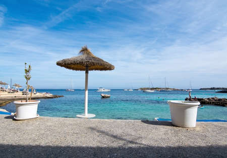 ILLETES, MALLORCA, SPAIN - JUNE 12, 2016: Beach in Illetes, Mallorca, Spain on June 12, 2016.のeditorial素材