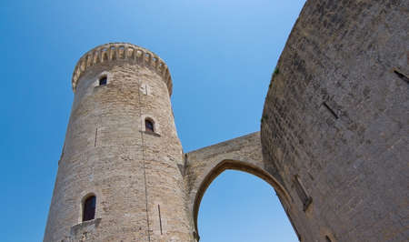 PALMA DE MALLORCA, BALEARIC ISLANDS, SPAIN - JUNE 9, 2016: Bellver castle exterior on a sunny summer day on June 9, 2016 in Palma de Mallorca, Balearic islands, Spain.のeditorial素材