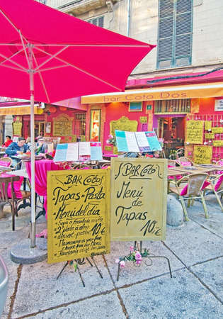 PALMA DE MALLORCA, BALEARIC ISLANDS, SPAIN - APRIL 7, 2016: Bar Coto dressed in pink in Palma de Mallorca, Balearic islands, Spain on April 7, 2016.のeditorial素材