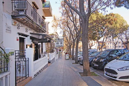 PALMA DE MALLORCA, BALEARIC ISLANDS, SPAIN - APRIL 9, 2016: Restaurant Shogun entrance and others on April 9, 2016 in Palma de Mallorca, Balearic islands, Spain.のeditorial素材