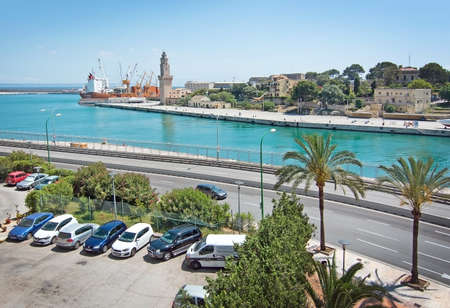 PALMA DE MALLORCA, BALEARIC ISLANDS, SPAIN - MAY 16, 2016: Sea view from Porto Pi and harbor in Palma de Mallorca, Balearic islands, Spain on May 16, 2016.のeditorial素材