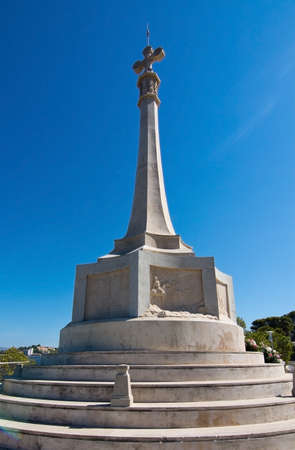 SANTA PONSA, MALLORCA, BALEARIC ISLANDS, SPAIN - SEPTEMBER 3, 2016: King Jaime memorial Disembarkation cross on a sunny summer day on September 3, 2016 in Santa Ponsa, Mallorca, Balearic islands, Spain.のeditorial素材