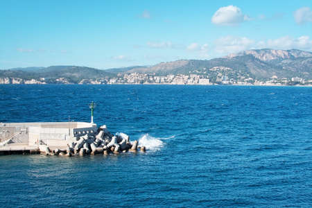SANTA PONSA, MALLORCA, BALEARIC ISLANDS, SPAIN - JANUARY 12, 2017: Santa Ponsa nautic club inlet...
