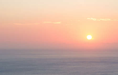 Red sunset into the Mediterranean from the west coast of Mallorca, Balearic islands, Spain in July.の写真素材