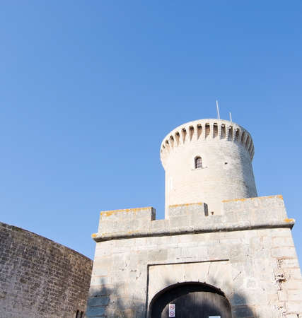 PALMA DE MALLORCA, SPAIN - March 10, 2017: Bellver castle morning exterior on March 10, 2017 in Mallorca, Spain.のeditorial素材
