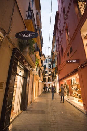 MALLORCA, BALEARIC ISLANDS, SPAIN - NOVEMBER 24 2017: Christmas holiday lights in Palma de Mallorca on a sunny day on November 24, 2017 in Mallorca, Balearic islands, Spain.のeditorial素材