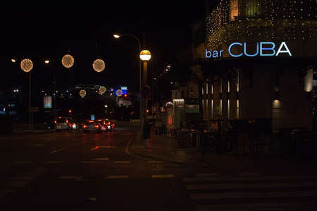 PALMA DE MALLORCA, BALEARIC ISLANDS, SPAIN - DECEMBER 5, 2017: Cuba restaurant at Christmas on December 5, 2017 in Palma de Mallorca, Balearic islands, Spain.のeditorial素材