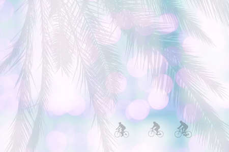 Blurry lights soft pink green pastel color background bokeh textureの写真素材