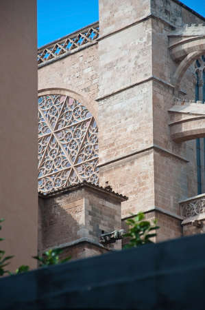 La Seu Cathedral gothic style architectural details in Palma de Mallorca, Balearic islands, Spain.の写真素材