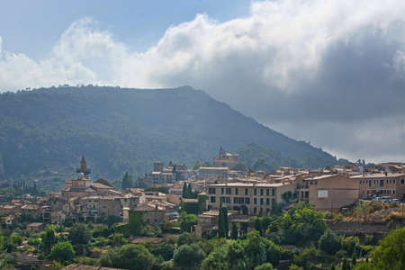 VALLDEMOSSA, MALLORCA, SPAIN - SEPTEMBER 5, 2018: View over Valldemossa village in the mountains on September 5, 2018 in Mallorca, Spain.のeditorial素材