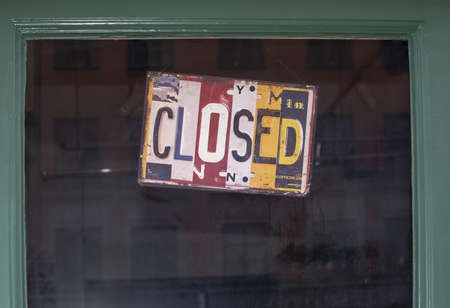 STOCKHOLM, SWEDEN - DECEMBER 29, 2018: Closed sign collage on Rorstrandsgatan on an overcast day on December 29, 2019 in Stockholm, Swedenのeditorial素材
