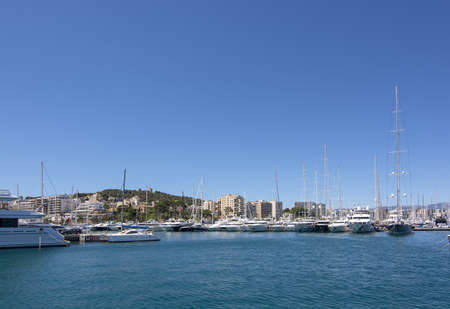 PALMA, MALLORCA, SPAIN - MAY 20, 2019: Luxury yacht Stargate moored in port on a sunny day on May 20, 2019 in Palma, Mallorca, Spain.のeditorial素材