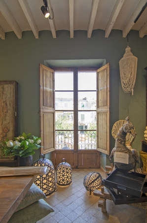 SANTA MARIA DEL CAMI, MALLORCA, SPAIN - JUNE 13, 2019: Interior and terraces at interior design store LivingDreams on June 13, 2019 in Santa Maria del Cami, Mallorca, Spain.のeditorial素材