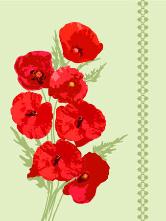 frame and pink poppy vectorのイラスト素材