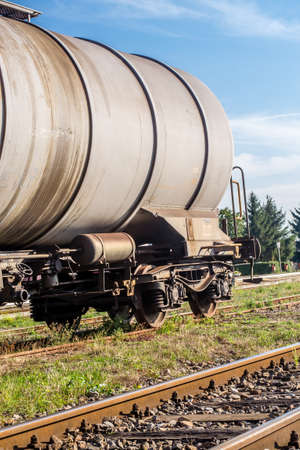 Freight wagons stationing in the train station in the afternoonの写真素材