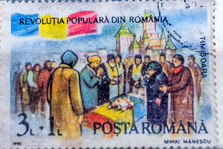 Collection of old postage stamps from different countries and themesのeditorial素材