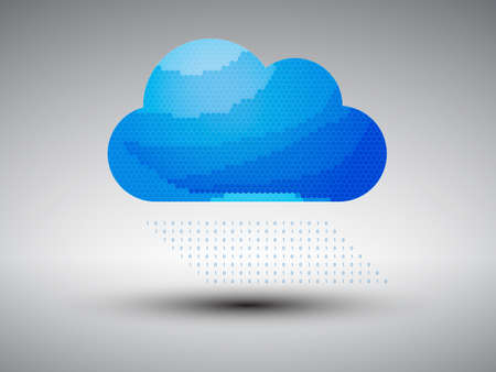 Vector illustration of cloud computing with wireless binary information transferのイラスト素材