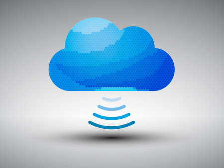 Vector illustration of cloud computing with wireless binary information transfer