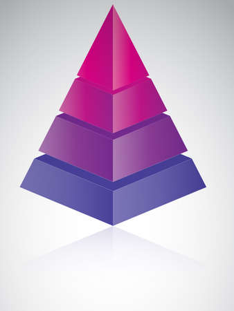 3D looking vector illustration of a layered pyramid graph isolated on white backgroundのイラスト素材