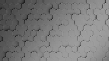 Rendered image of an abstract grey hexagonal pattern background