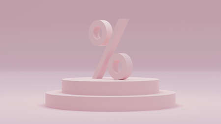 Renedered illustration of percentage raised on pedestalの写真素材