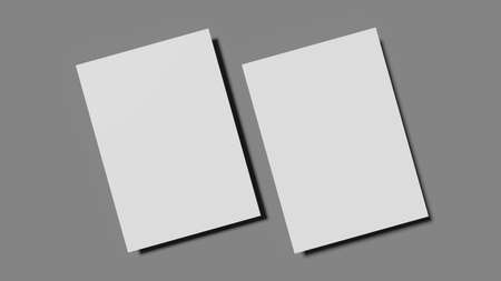 3D rendered illustration of white paper mockup separated from background with realistic lightingの写真素材