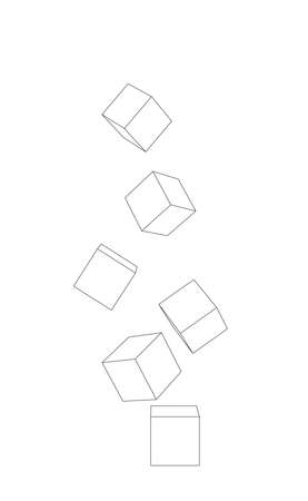 Vector illustration of falling cubes line artのイラスト素材