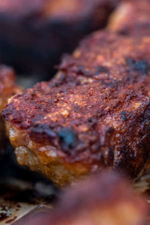 Traditional Romanian food called "mici" which consist of pork meat rollsの写真素材