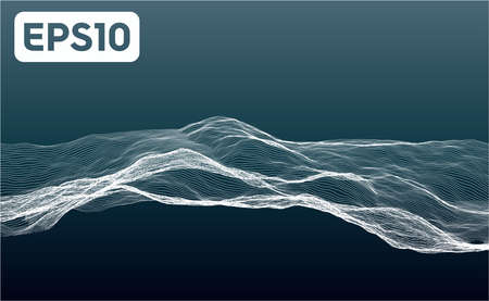 3D rendered illustration of terrain wireframe mesh. File compatiple with EPS10 formatのイラスト素材