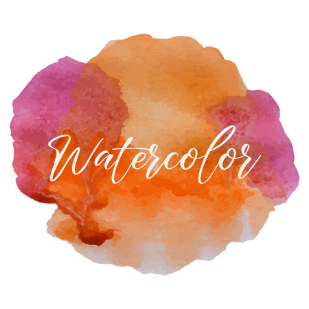 Vector illustration of abstract watercolor splash background in orange, purple tonesのイラスト素材