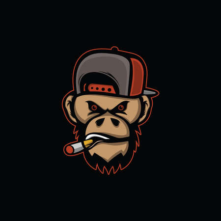 monkey mascot design vector illustration, animal design vector templateのイラスト素材