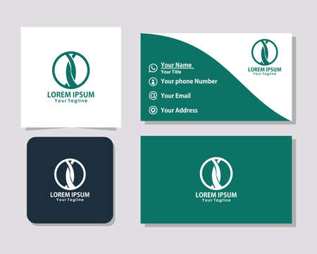 leaf nature logo design vector, beauty and spa logo design, line art logo designのイラスト素材