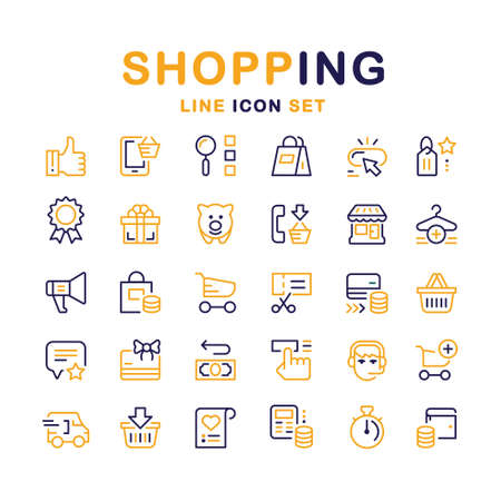shopping icons set. simple design. vector. esp 10.のイラスト素材