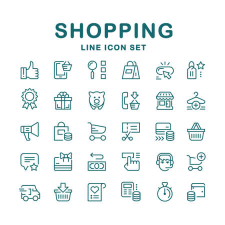 SIMPLE DESIGN SHOPPING ICONS SET. Simpl design.のイラスト素材
