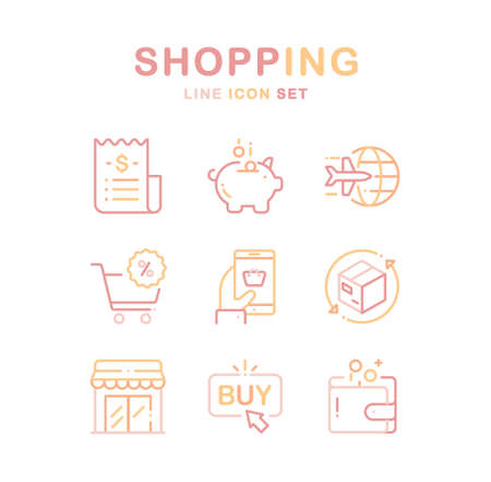 shopping icon set. vector. illustator.のイラスト素材
