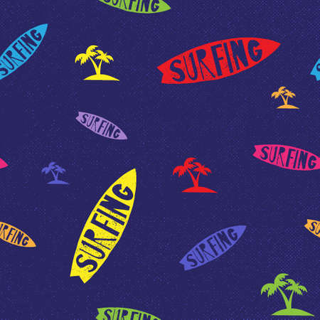 colorful surfing board seamless patternのイラスト素材