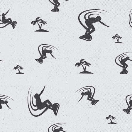 seamless pattern action surfer with grey backgroundのイラスト素材