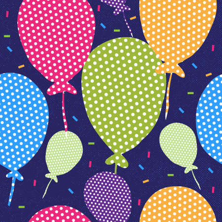 birthday balloon seamless pattern with dark blue grunge backroundのイラスト素材