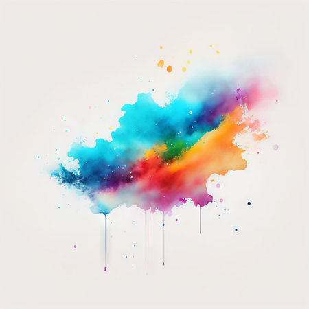 Colorful watercolor paint splashes on white background. Vector illustration.の素材