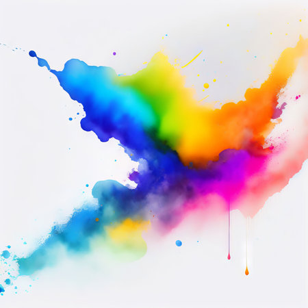 Abstract watercolor background. Colorful paint splashes on white background.の素材
