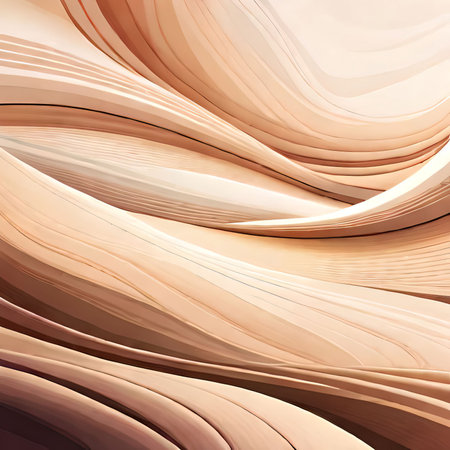 abstract background with smooth wavy lines in beige and brown colorsの素材