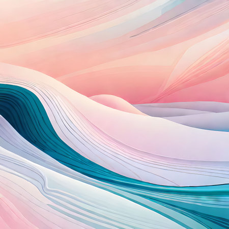 abstract background with smooth lines in pink, blue and white colorsの素材
