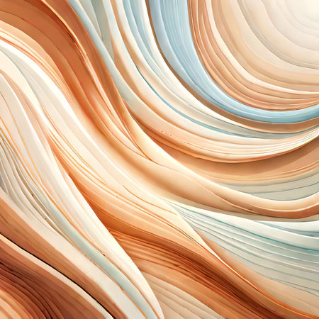 abstract background with smooth wavy lines in orange and white colorsの素材