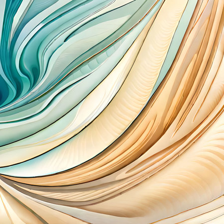 abstract background with smooth lines in beige and turquoise colorsの素材