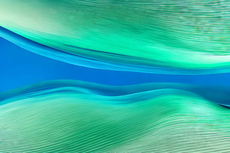 abstract background with blue and green waves, 3d render illustrationの素材