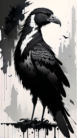 Eagle. Black and white illustration. A bird of prey.の素材