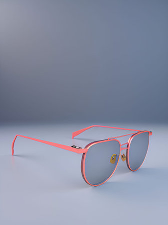 Sunglasses in an iron frame on a gray background. 3d renderingの素材